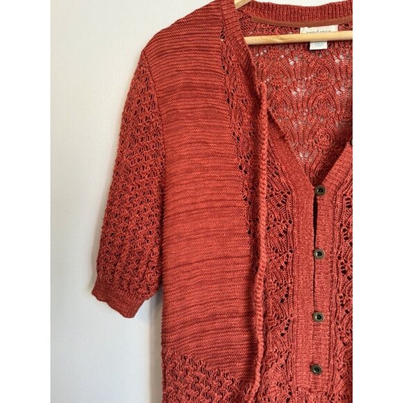 Sundance Women Pretty In Pointelle Dress Size MP Orange Crocheted Boho Festival - Picture 5 of 11